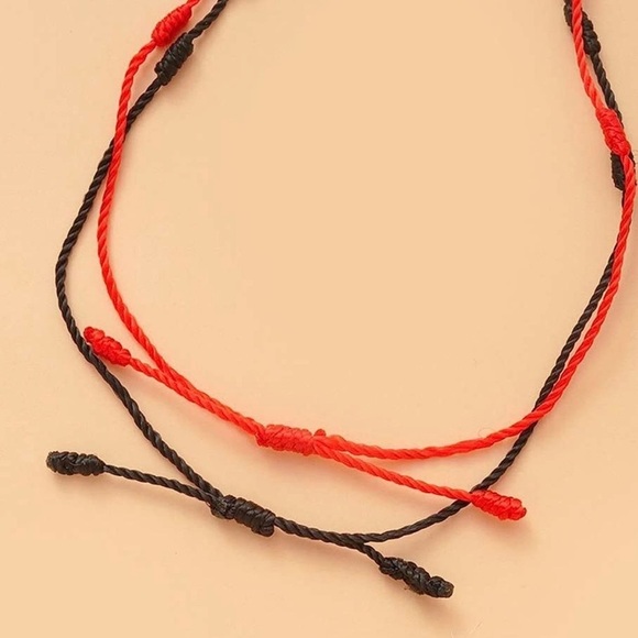 2pc Red and Black Evil Eye Crystal Protection Spiritual Adjustable Brace… - Picture 2 of 6